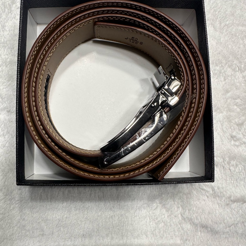 Men's Brown Leather Belt with Polished Buckle